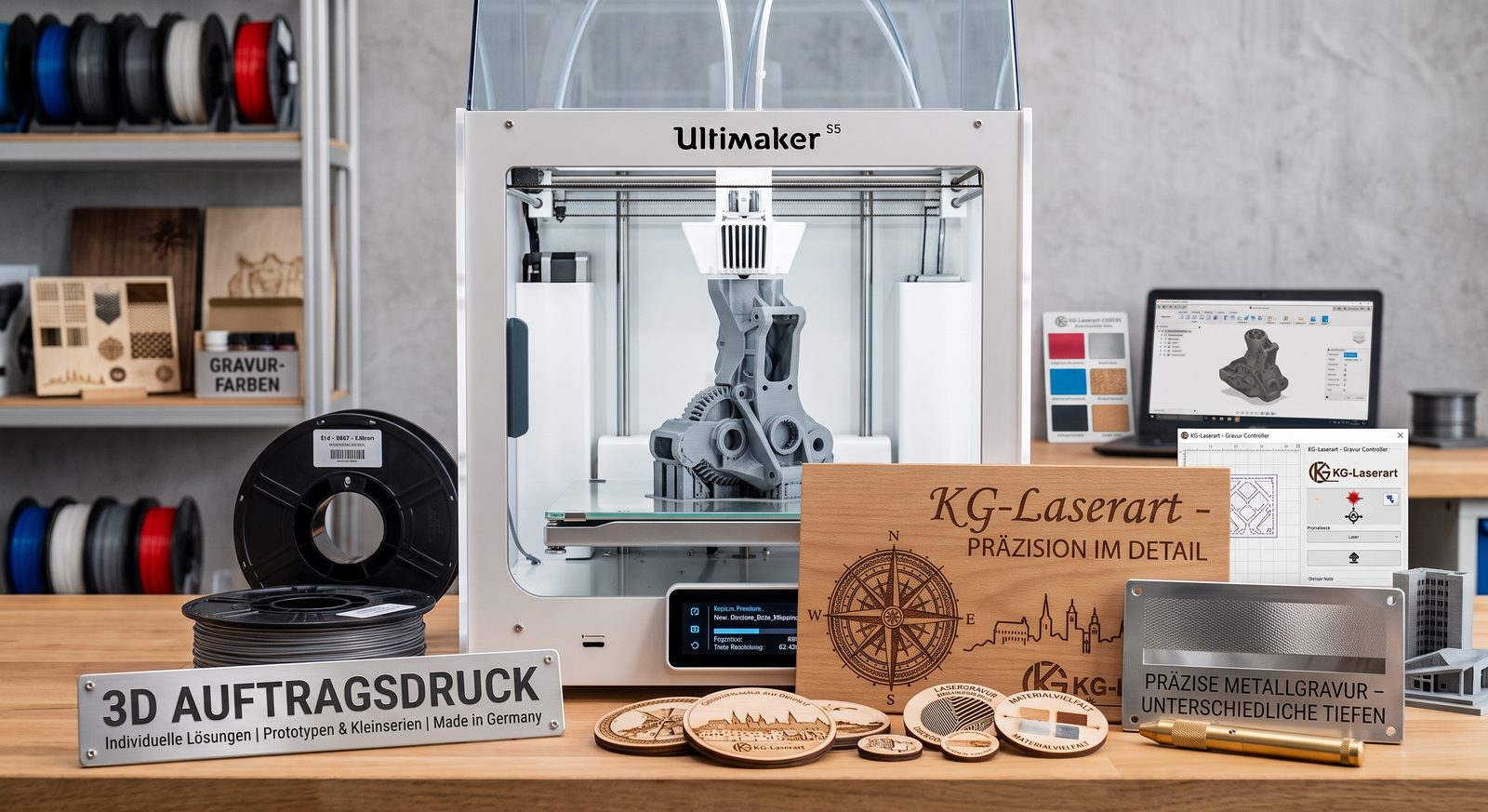 Lasergravuren und Auftragsdruck (3D-Druck)